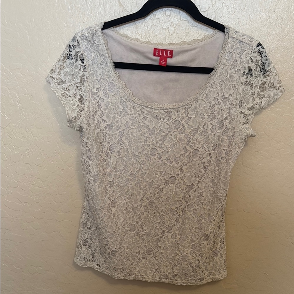 ELLE Women's Cream Lace Top